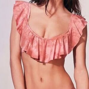 Blue Life Ruffle Tie Dye Bikini Top M